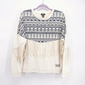 Boho Fringe Cream and Black Sweatshirt